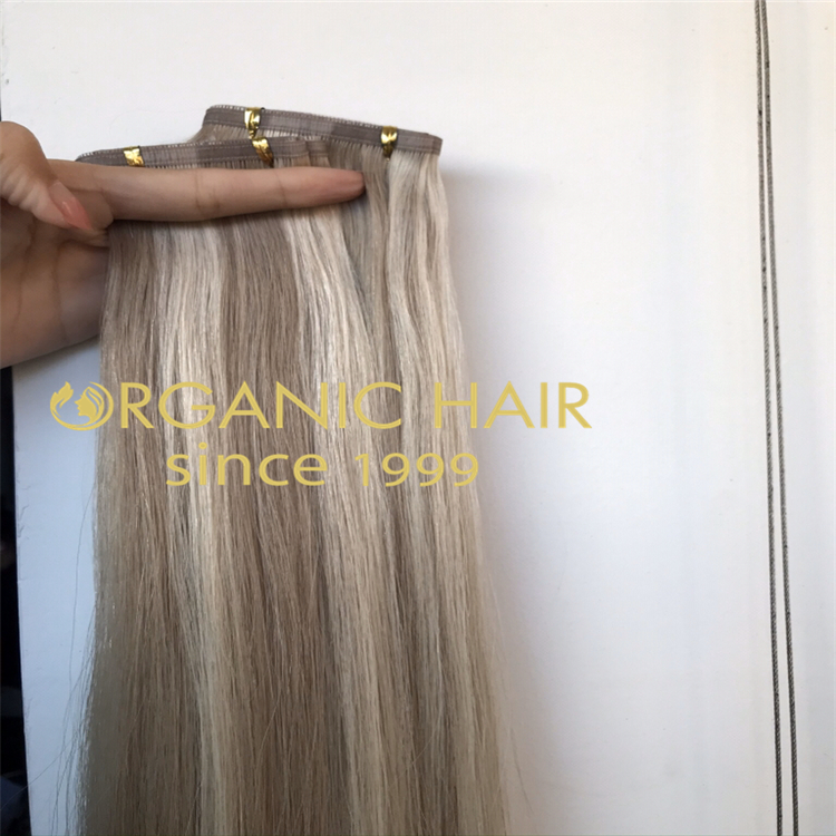 Ashy piano color hybrid wefts extensions H317