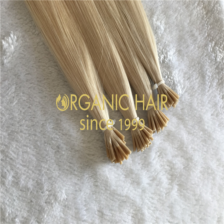 Beautiful blonde remy human I-tip hair extensions wholesale V88