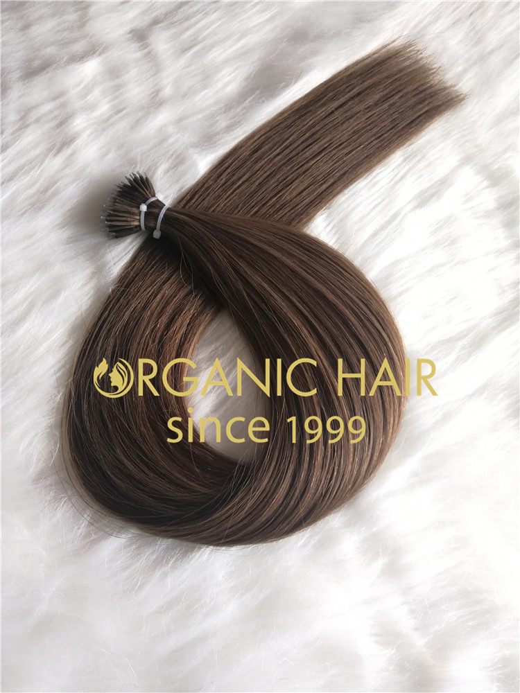 Color 6 nano ring remy hair extensions RB54