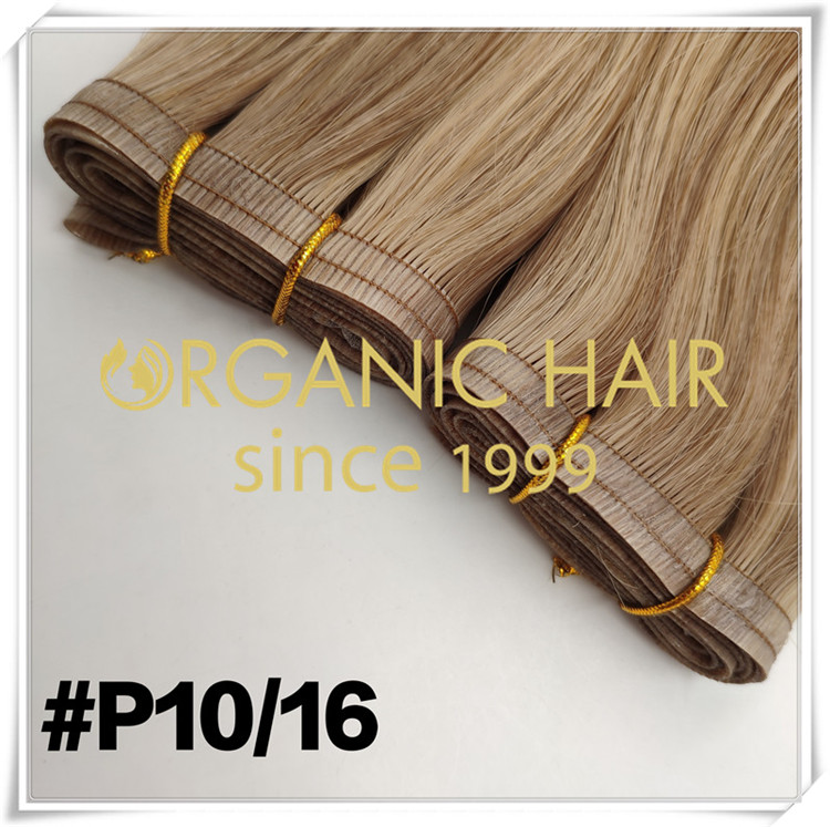 European Invisible hair #P10/16 hybrid weft extensions C098