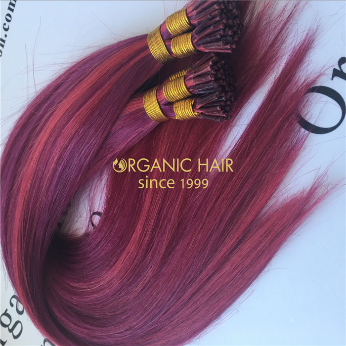 Wholesale best human remy itip hair extensions #Violet/Fucsia color X40