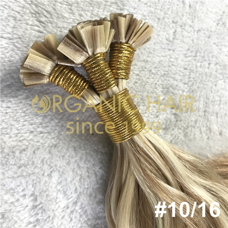 Pre-bonded flat tip hair extensions human hair A08