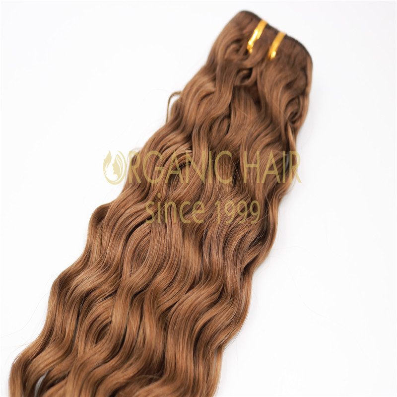 Machine weft hybrid hair natural wave remy hair extensions A24