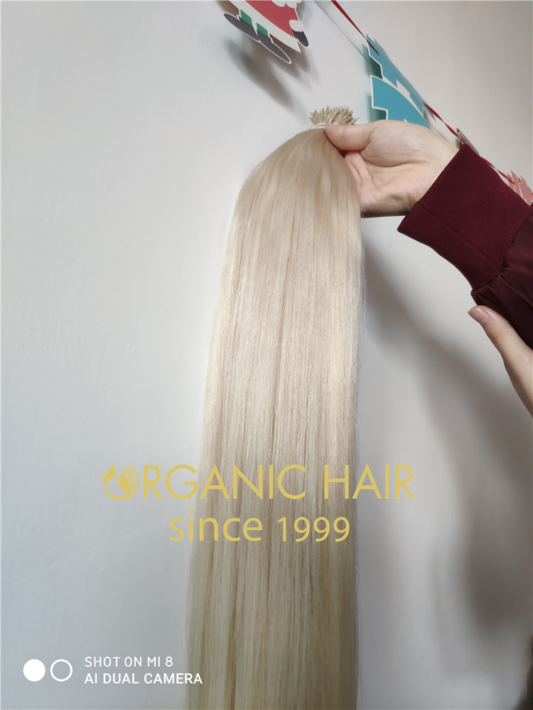 White blond color nano ring hair extensions   RB57