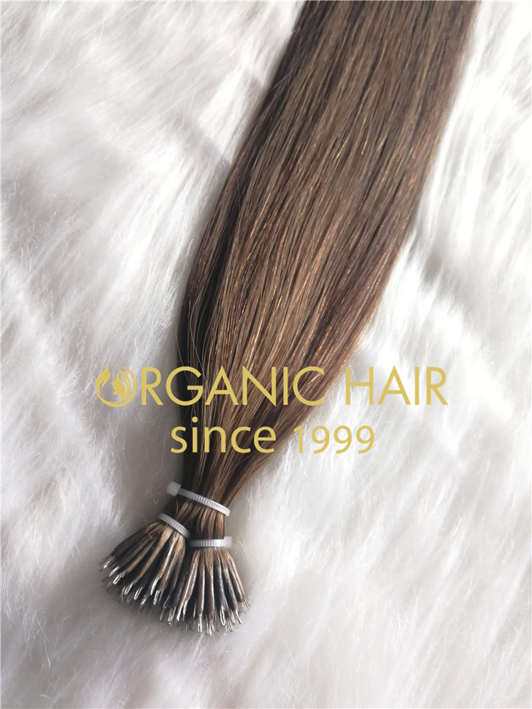 Color 6 nano ring remy hair extensions RB54