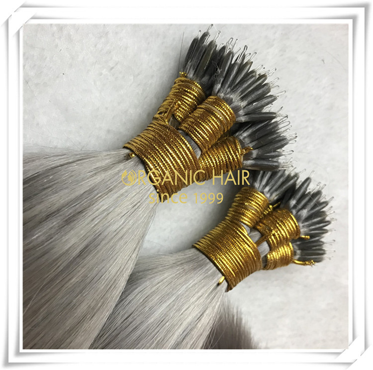 #Silver color nano ring hair extensions C067