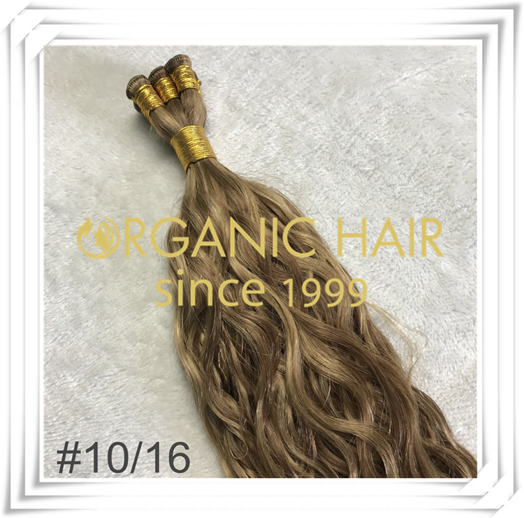 Mixture color #10/16 natural straight hand tied weft C028