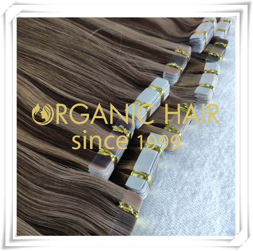 Different colors of tape in hair extensions C062