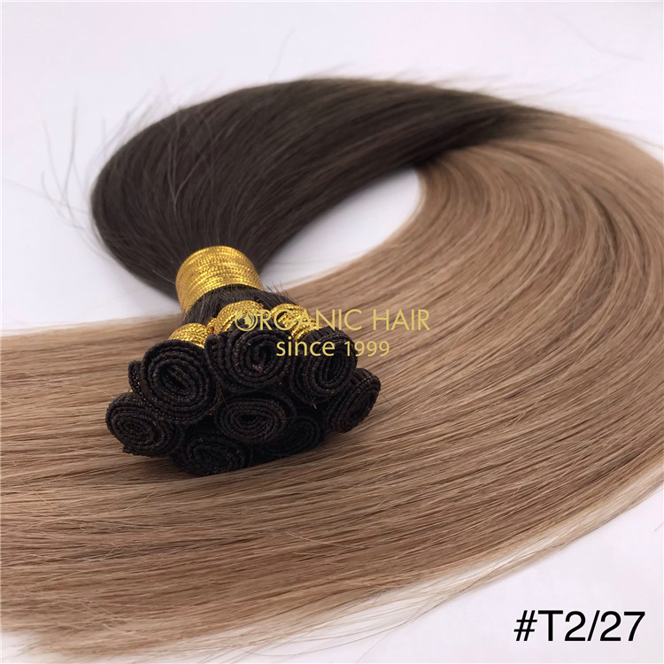 Wholesale ombre color #T2/27 hand tied wefts X333
