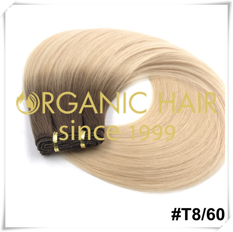 Ombre color #T8/60 hand tied hair extensions C051