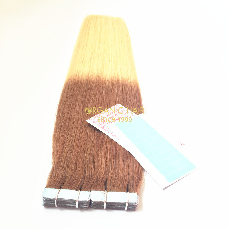 Full cuticle double drawn tape in hair extensions