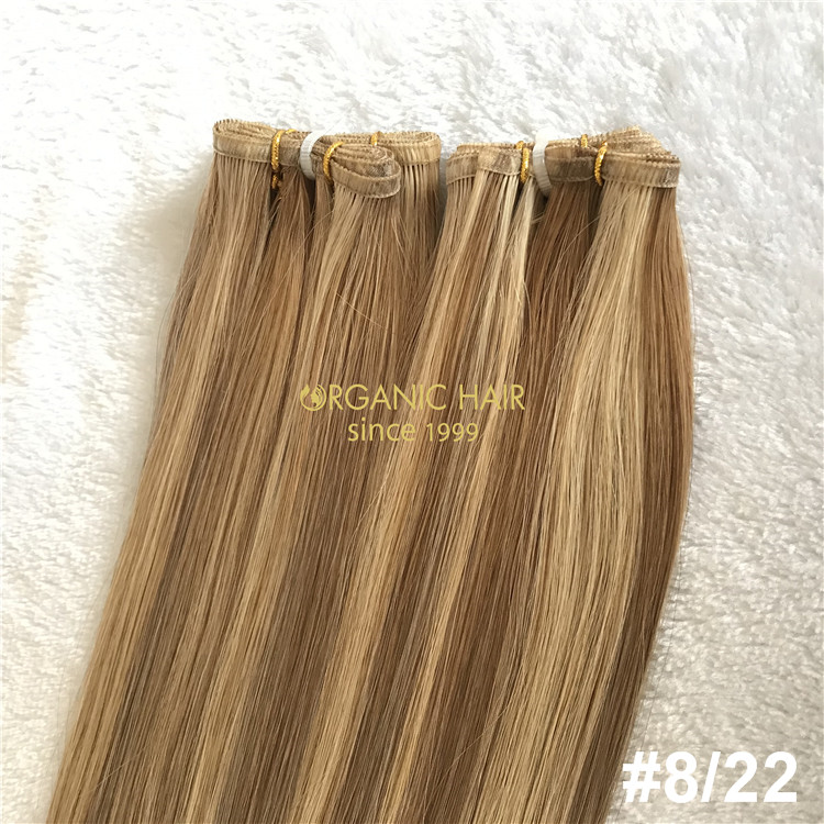 Wholesale human piano color #8/22 flat wefts hair extensions X324