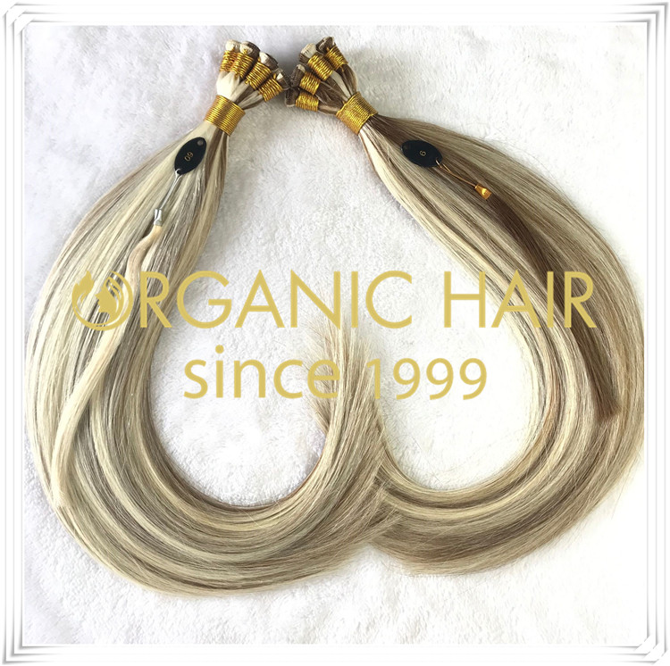 Piano color #6/60 hand tied weft hair extension C027