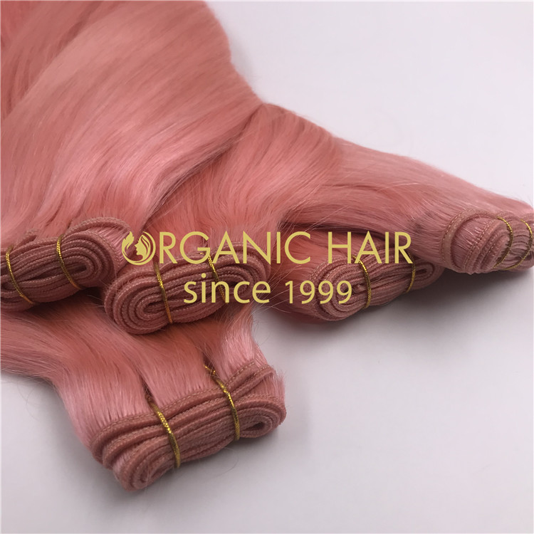 High quality custom pink machine weft Extenions  H284