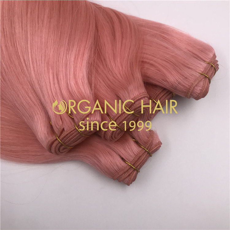 High quality custom pink machine weft Extenions  H284