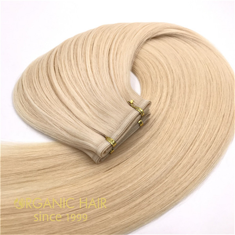 Wholesale human full cuticle platinum blonde color #60 flat wefts X345