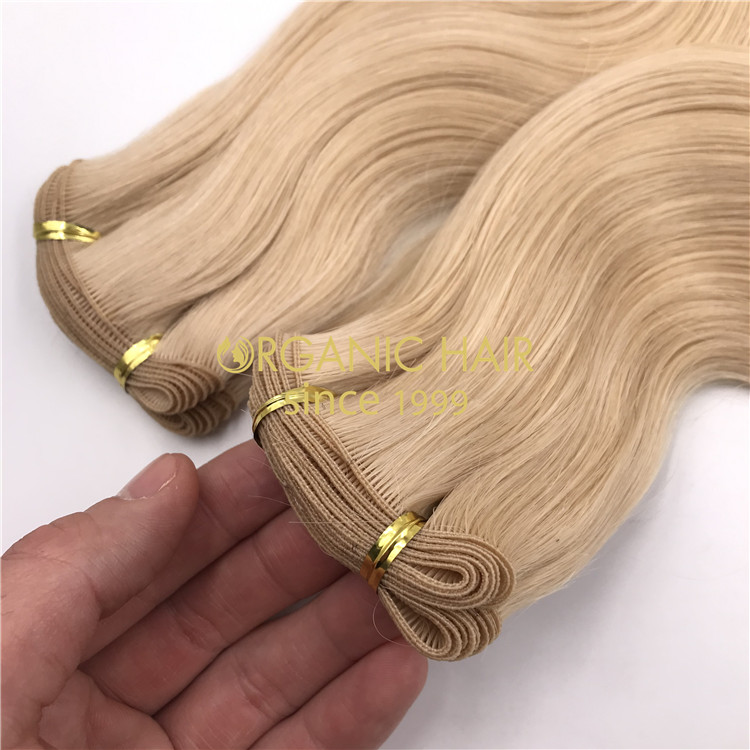 Wholesale hand tied wefts platinum blonde color wave X341