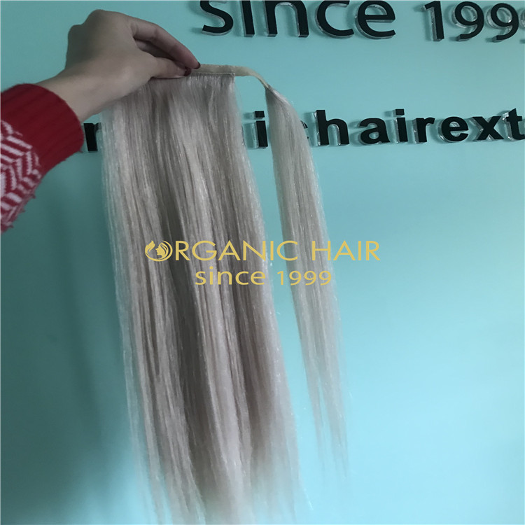 Ashy blonde custom ponytail hair extension #60A H222