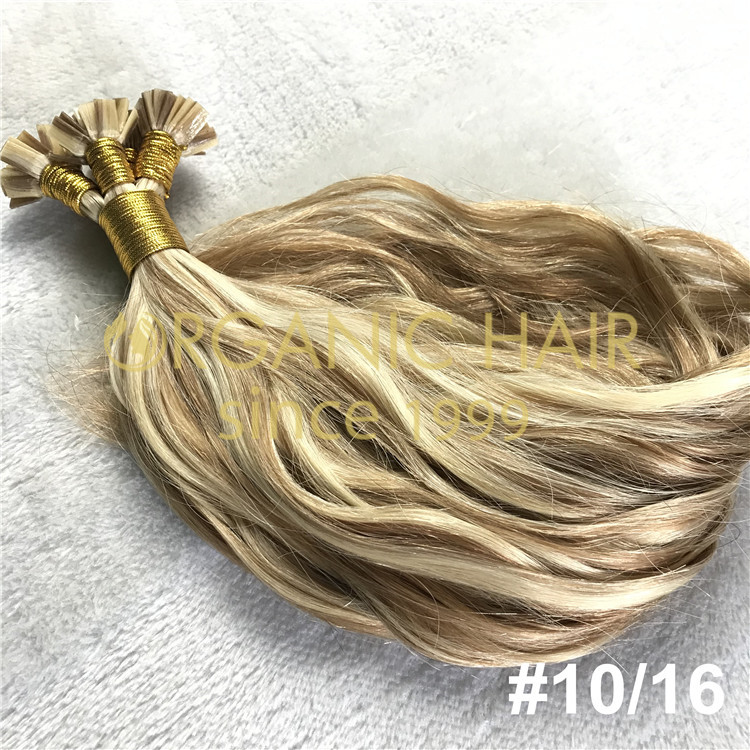 Pre-bonded flat tip hair extensions human hair A08