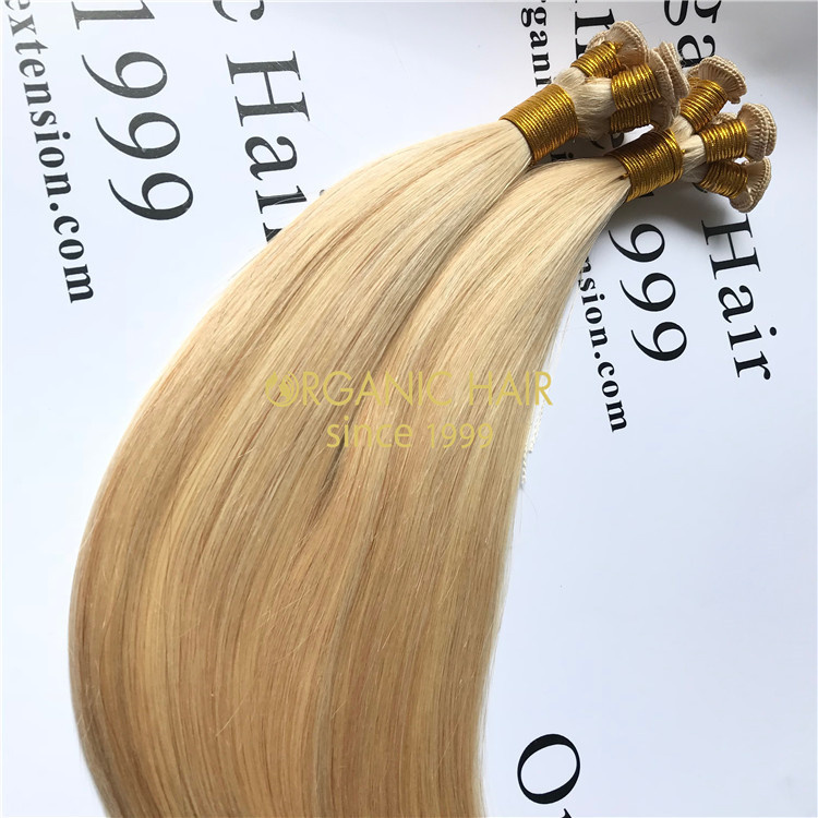 Comfortable remy human hand tied weft hair extensions wholesale V87