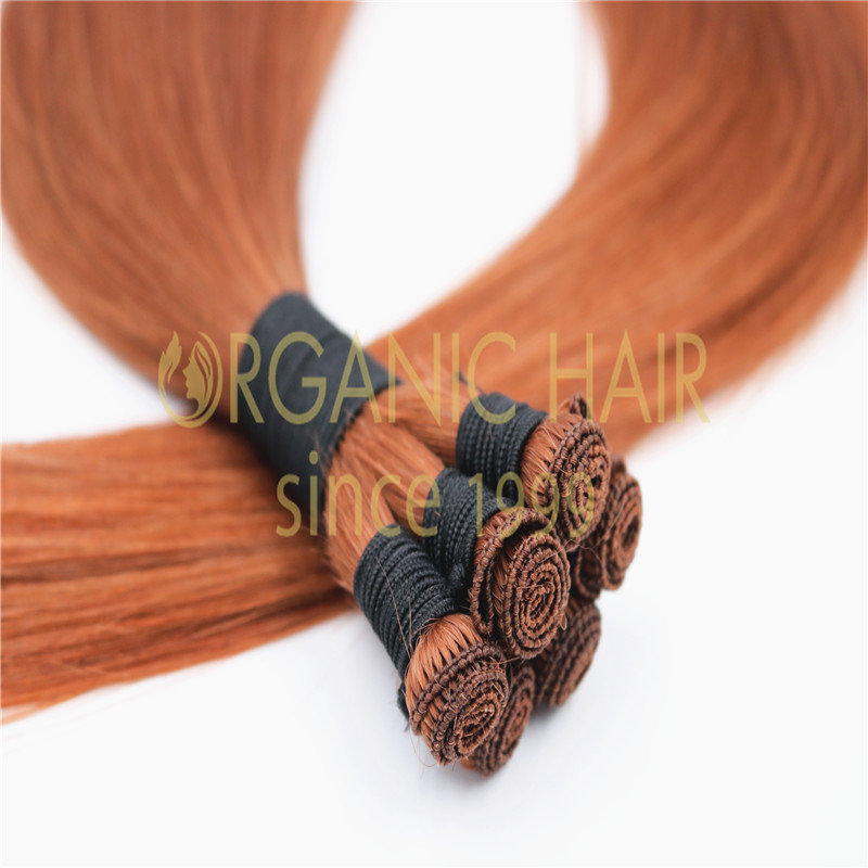 Red hand-tied weft remy hair extensions on sale A26