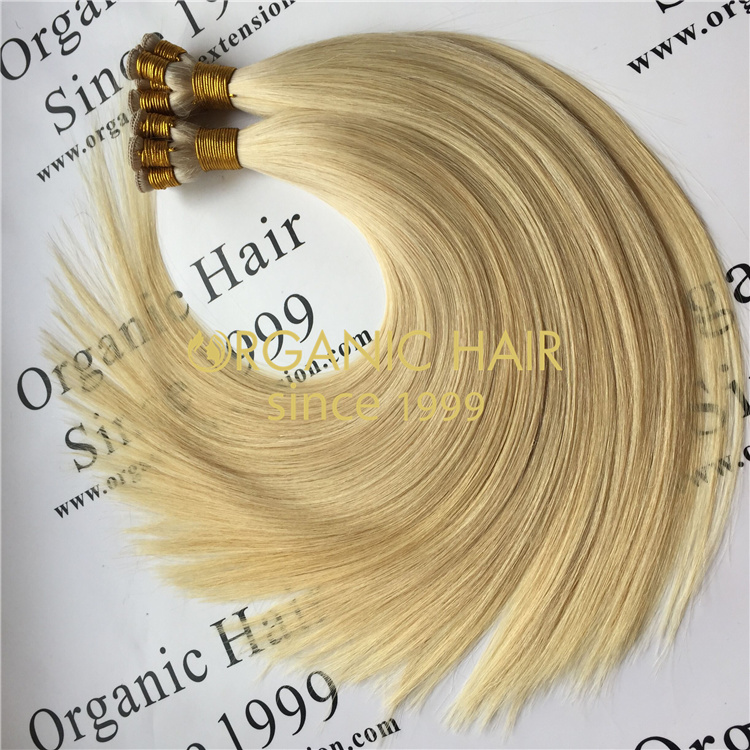 Best blonde remy human hand tied weft hair vendor V53