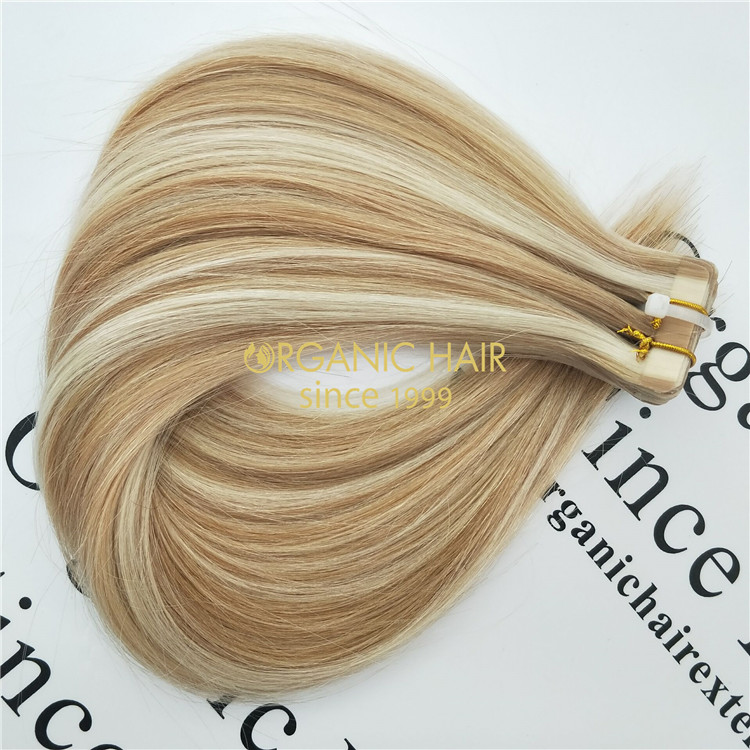 Wholesale remy human full cuticle tape in hair V54