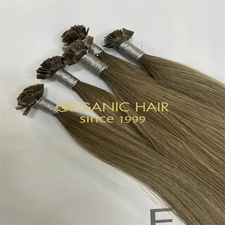 Rooted blonde flat tip remy hair extension H35