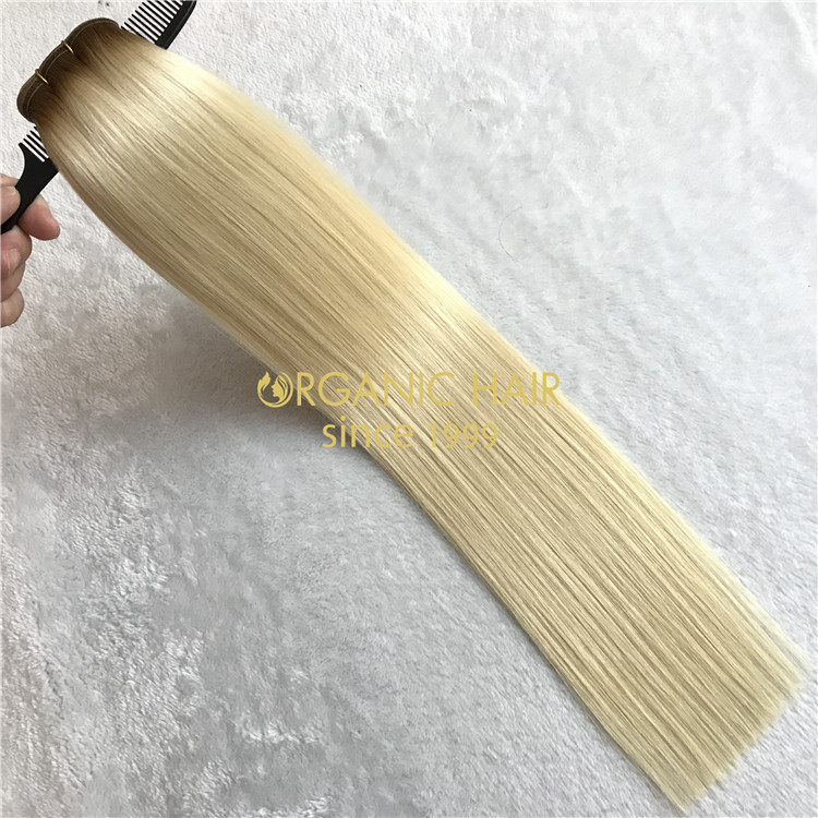 Customized rooted color human flat wefts and good reviews X273