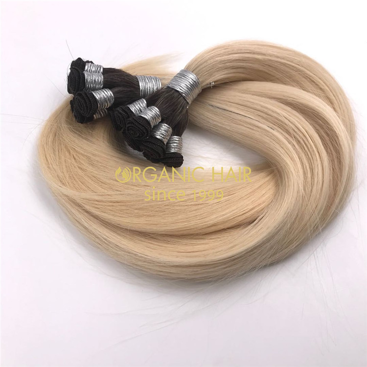 Rooted color full cuticle hand tied wefts hair extensions X271