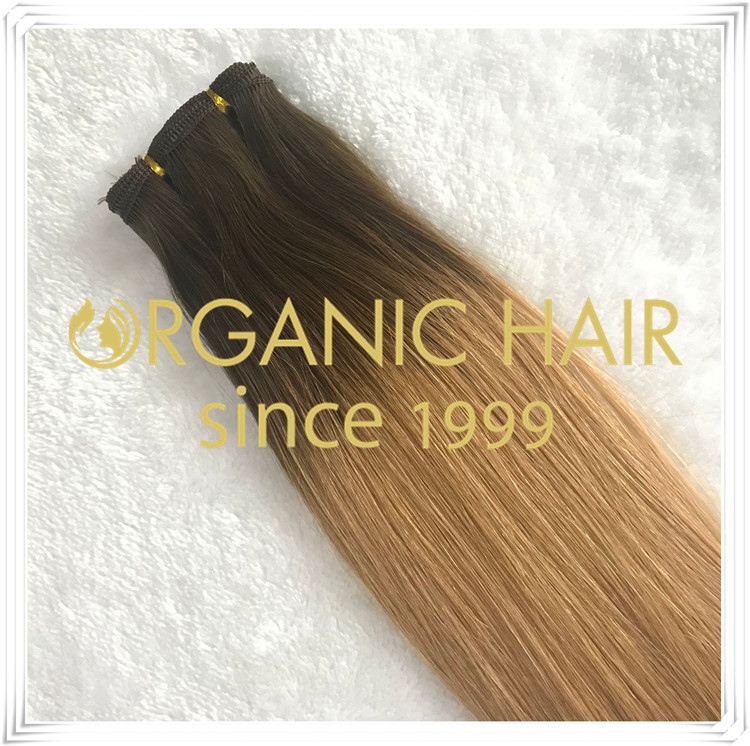 Stock rooted color hand tied weft human hair C061