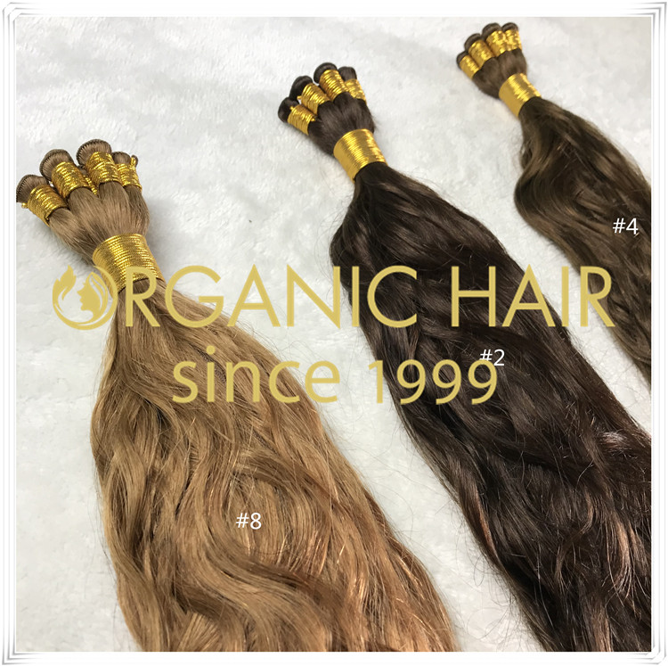 High quality silicone free hand tied weft hair extensions C041