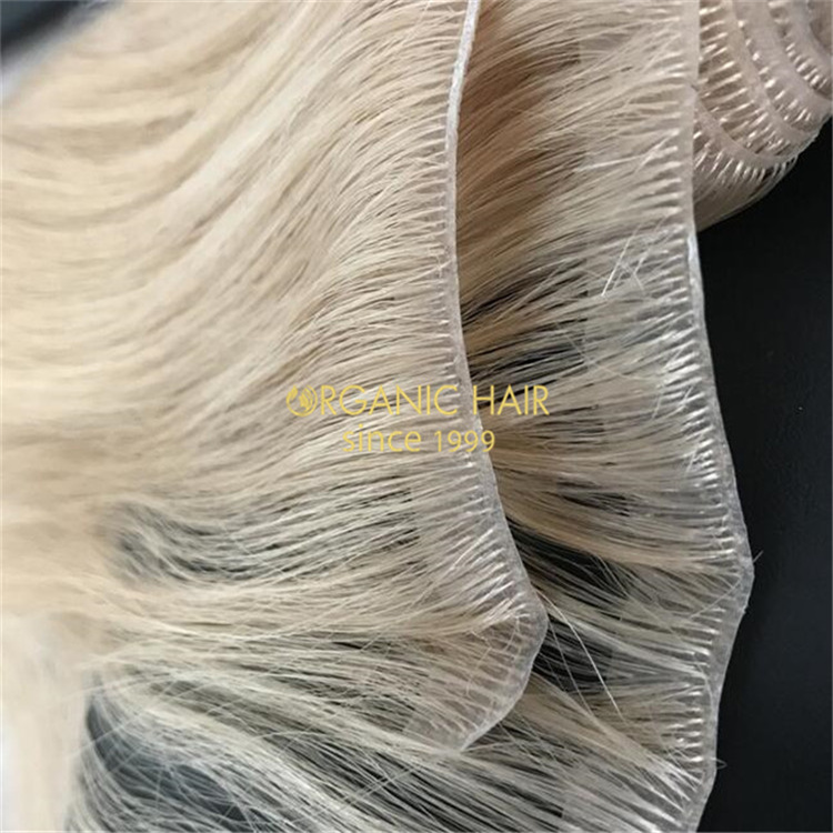 Soft remy human hair PU skin weft extensions wholesale V84