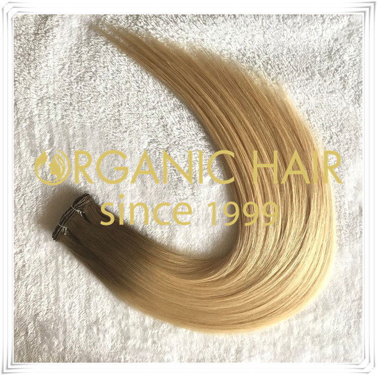 Stock rooted color hand tied weft human hair C061