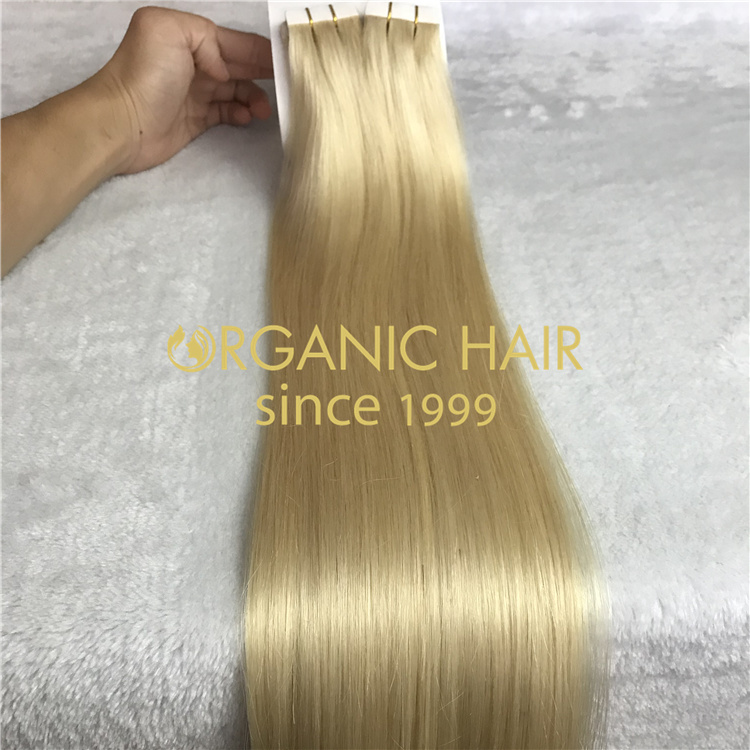 Remy straight highlight skin weft tape in hair extensions wholesale V20