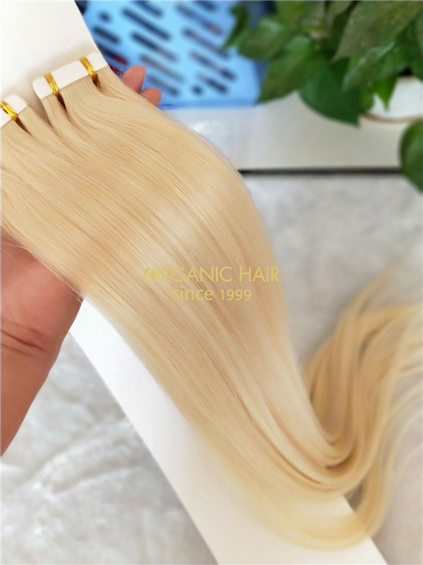 Wholesale human full cuticle tape in hair extensions X323