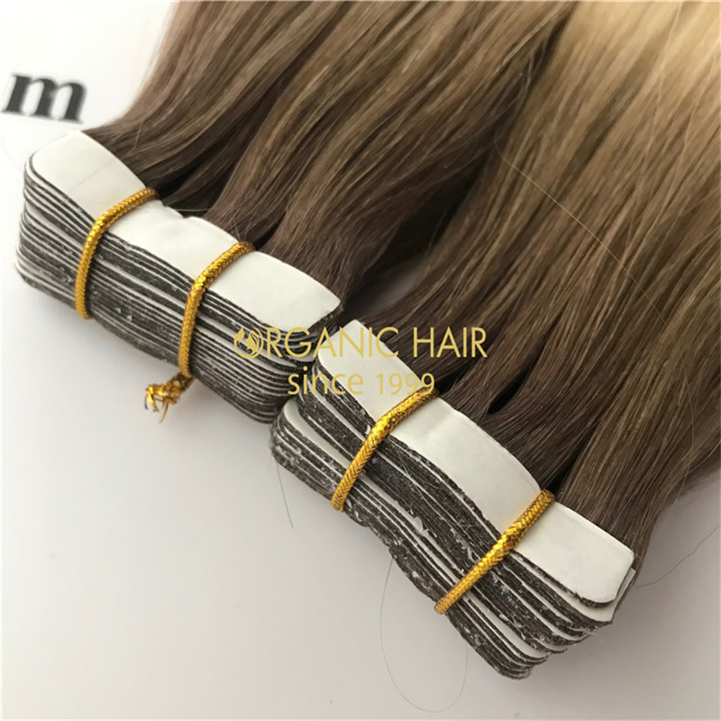 Wholesale high quality remy human ombre color tape in extensions V110