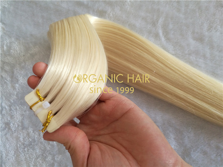 Wholesale human full cuticle tape in hair extensions X323