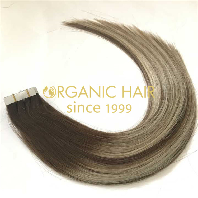 Cuticle intact silver tape-ins hair extension  H171