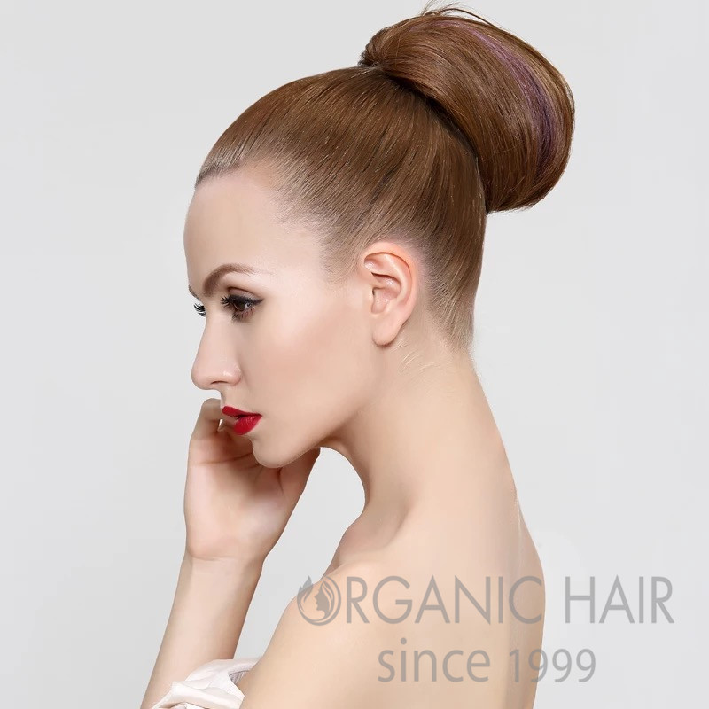 Top quality human hairpiece topknot hair extensions