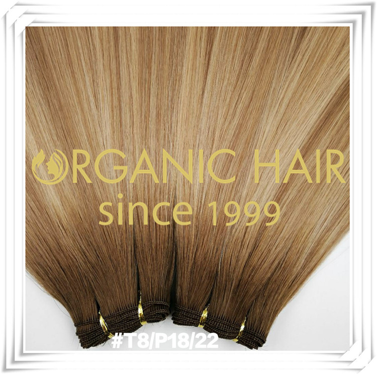 Traditional hand tied weft custom color hair extension C001