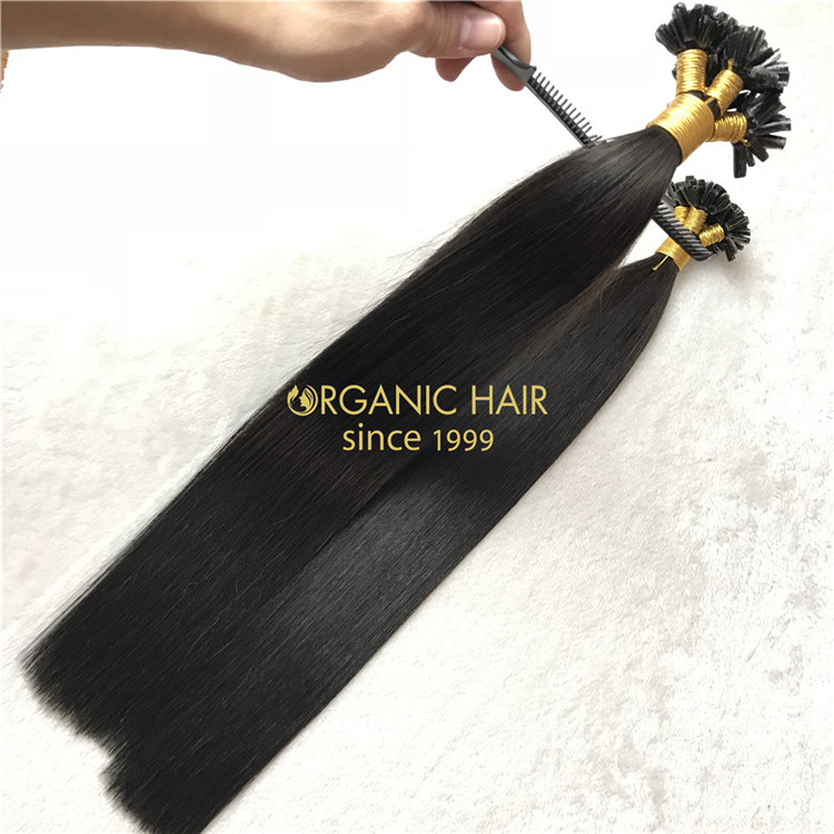 Human #1B color keratin utip hair extensions X264