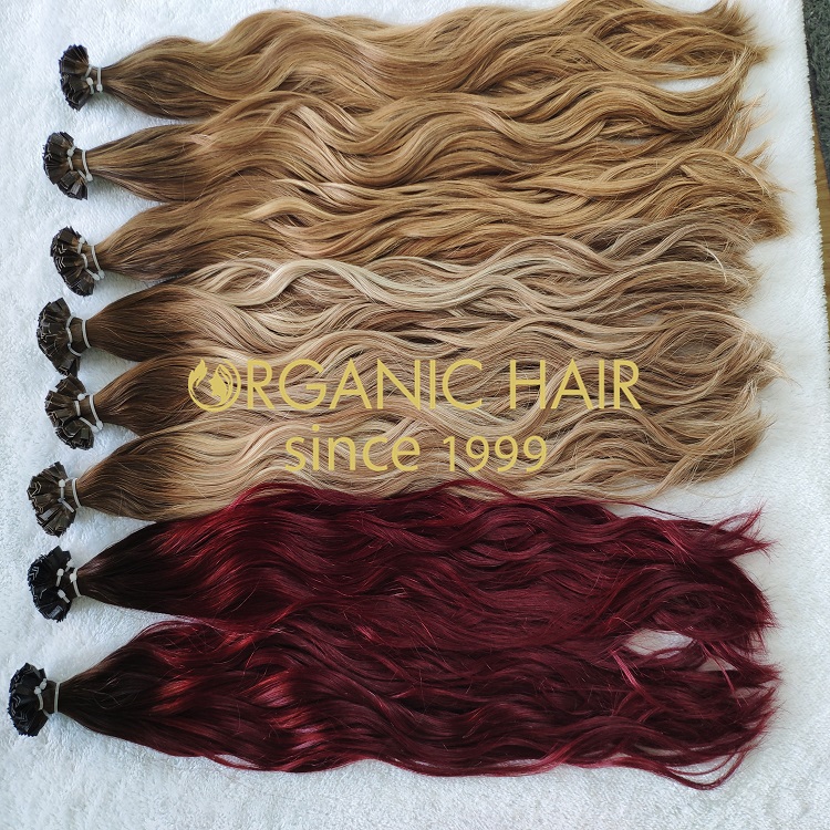 The balayage color v tip hair extension with best cuticle hair RB21
