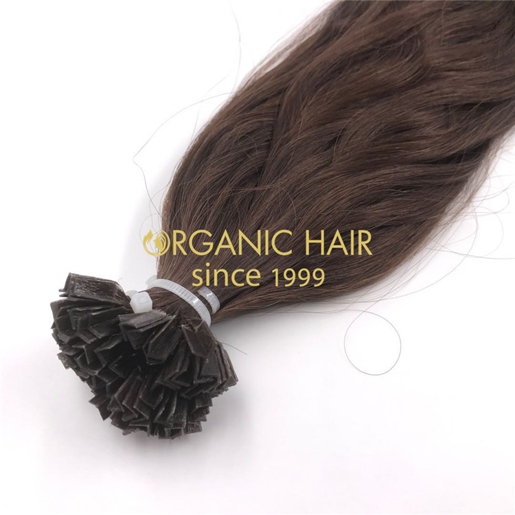 Dark brown natural wave human keratin vtip hair extensions X281