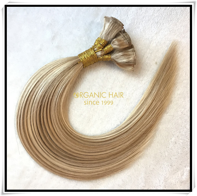 Thin weft hand tied weft hair extensions C017