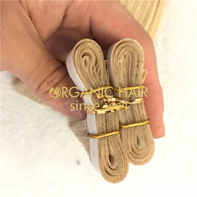 Soft remy human hair PU skin weft extensions wholesale V84