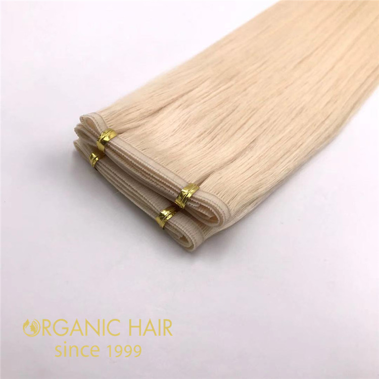 Wholesale human full cuticle platinum blonde color #60 flat wefts X345