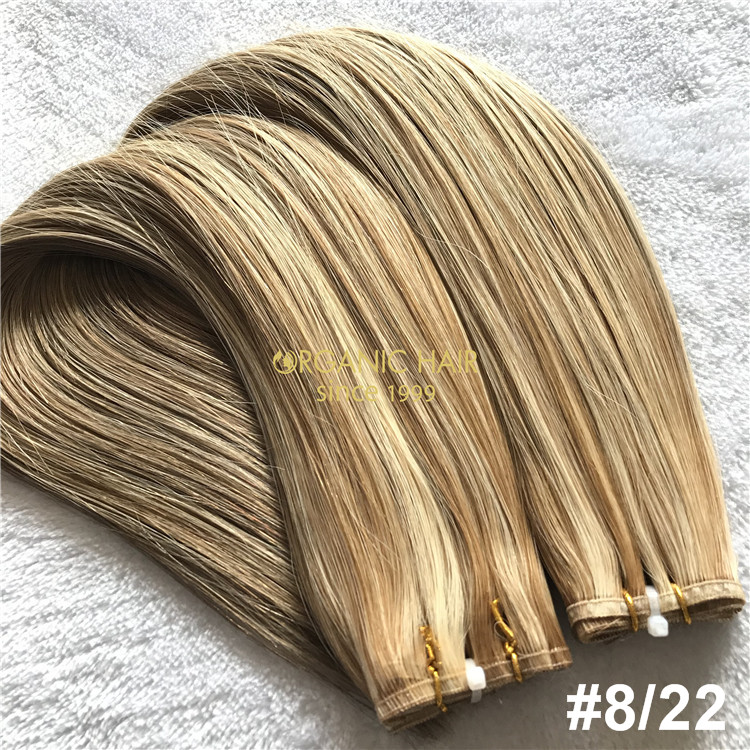 Wholesale human piano color #8/22 flat wefts hair extensions X324