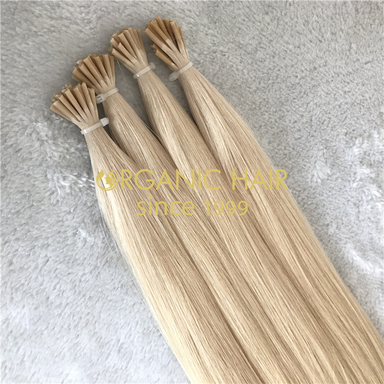 Beautiful blonde remy human I-tip hair extensions wholesale V88