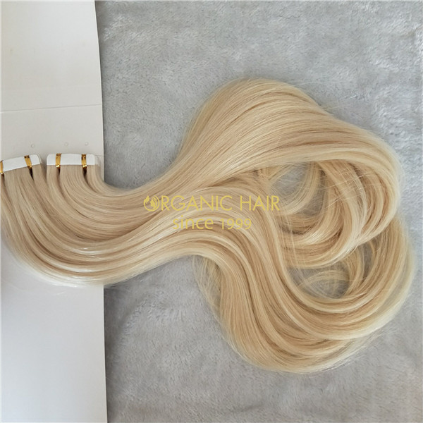 Wholesale human full cuticle tape in hair extensions X323